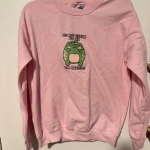 Adorable cotton perfect shade of‎ pink sweatshirt anxious frog small